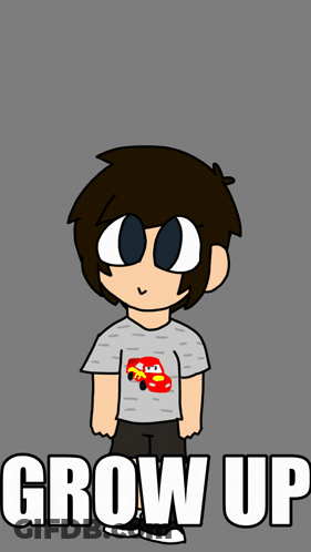 Boy In Cars Shirt Saying Grow Up GIF