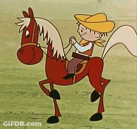 Boy In Cowboy Hat Riding Horse GIF
