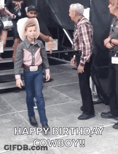 Boy In Cowboy Outfit Saying Happy Birthday GIF