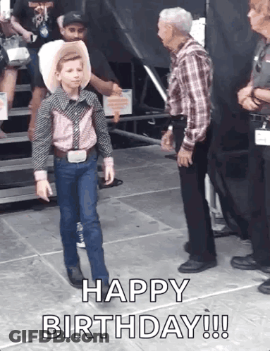 Boy In Cowboy Outfit Walking On Stage GIF
