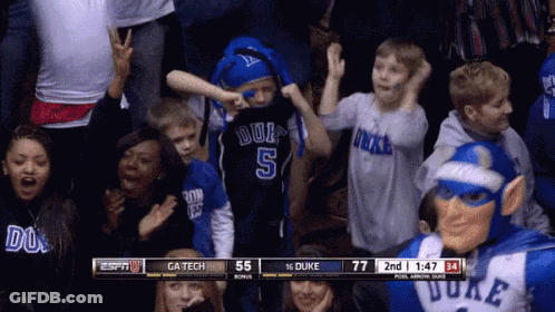 Boy In Duke Jersey Dancing In Stands GIF