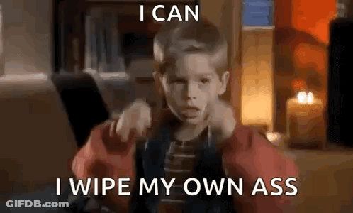 Boy In Front Of Fireplace Says I Can Wipe My Own Ass GIF