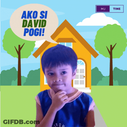 Boy In Front Of Yellow House Saying Ako Si David Pogi GIF