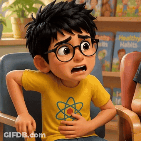 Boy In Glasses And Yellow Shirt Saying Healthy Habits GIF