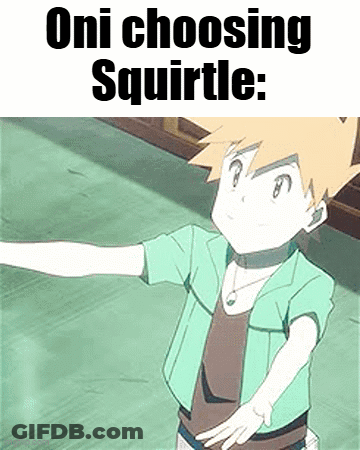 Boy In Green Shirt Oni Choosing Squirtle GIF