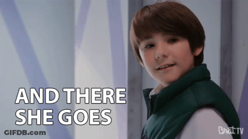 Boy In Green Vest Saying And There She Goes GIF