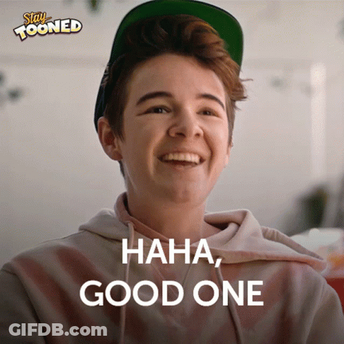 Boy In Hat And Hoodie Saying Haha Good One GIF