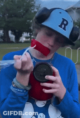 Boy In Hat With Letter R GIF
