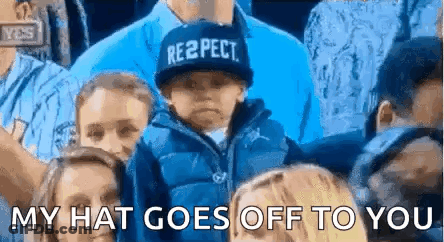 Boy In Hat With My Hat Goes Off To You In Crowd GIF