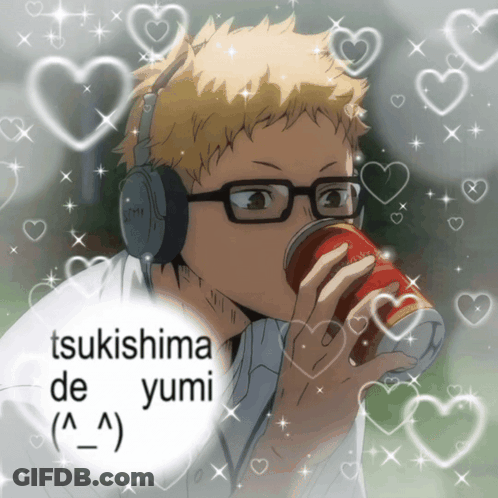 Boy In Headphones Drinking Tsukishima De Yumi Can GIF
