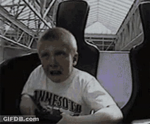 Boy In Minnesota T-Shirt Riding Roller Coaster GIF