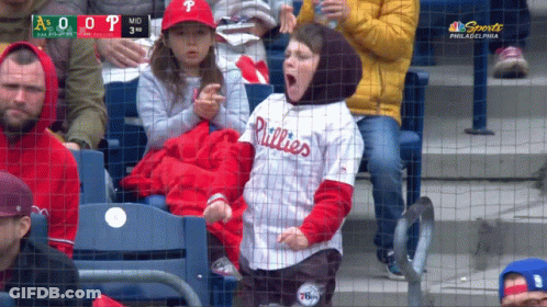 Boy In Phillies Jersey Screaming GIF