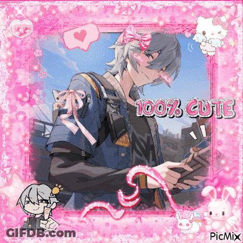 Boy In Pink Frame Saying 100 Percent Cute GIF