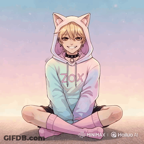 Boy In Pink Hoodie Saying Zox GIF