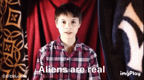 Boy In Plaid Shirt Saying Aliens Are Real GIF