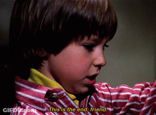 Boy In Red And White Striped Shirt Says This Is The End Friend GIF