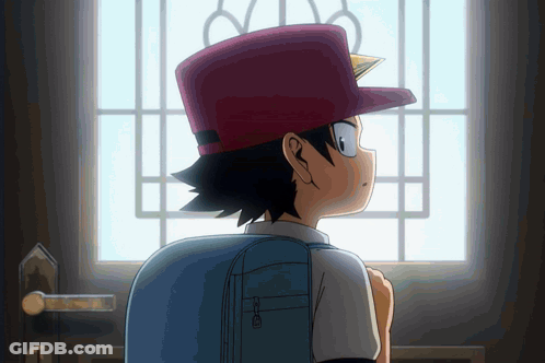 Boy In Red Hat Looking Out Window GIF