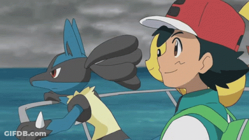 Boy In Red Hat Standing Next To Pokemon On Boat GIF