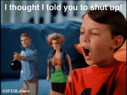 Boy In Red Shirt Saying I Thought I Told You To Shut Up GIF