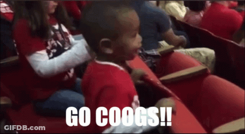 Boy In Red Shirt Says Go Coogs In Crowd GIF