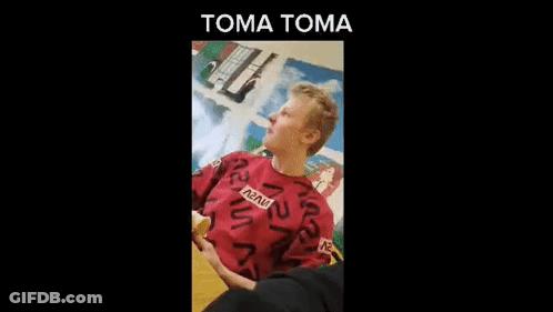 Boy In Red Sweater Saying Toma GIF