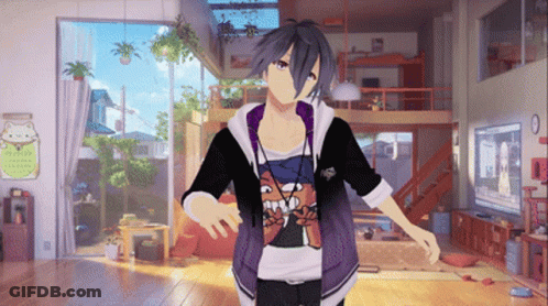 Boy In Room With Cats Sign GIF