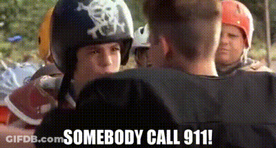 Boy In Skull Helmet Talking To Group GIF