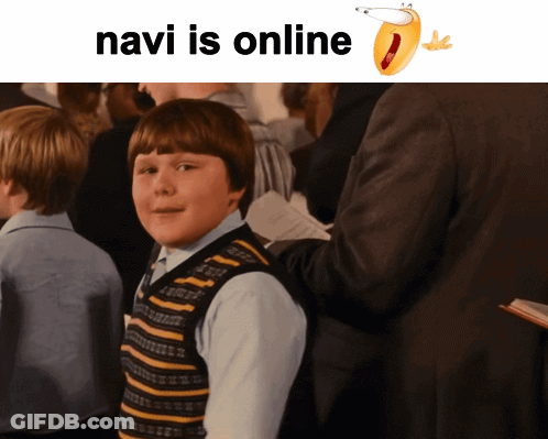 Boy In Striped Vest Crowd Saying Navi Is Online GIF