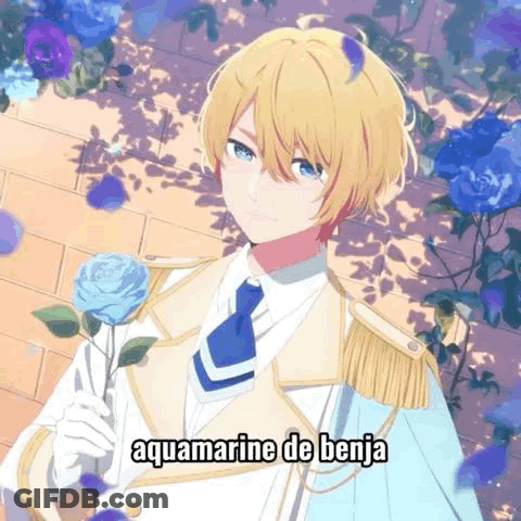 Boy In Suit Holding Blue Rose GIF