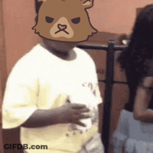Boy In Teddy Bear Mask Holding Coffee GIF