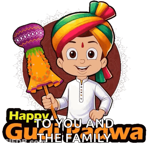 Boy In Turban Holding Umbrella Saying Happy To You And The Family GIF