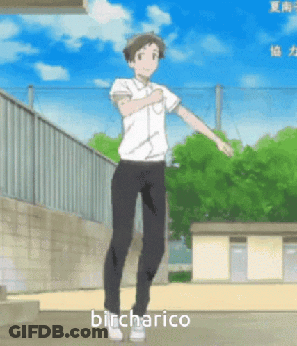 Boy In White Shirt And Black Pants Dancing Bircharico GIF