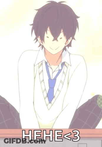 Boy In White Shirt, Blue Tie Saying Hene<3 GIF