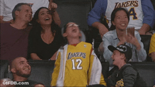 Boy In Yellow Lakers Jersey Laughing GIF