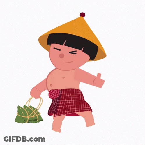 Boy In Yellow Myanmar Hat GIF