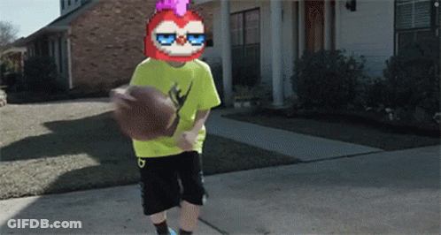 Boy In Yellow Nike Shirt Holding Basketball GIF