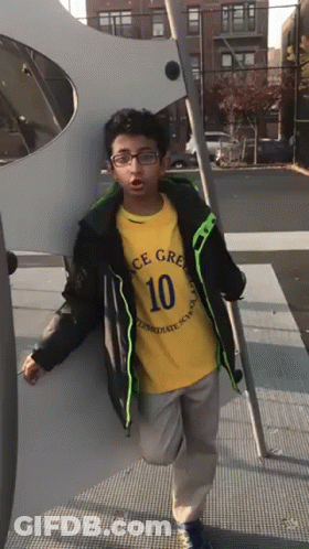 Boy In Yellow Shirt Number 10 GIF