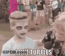 Boy In Zombie Costume Says I Like Turtles GIF