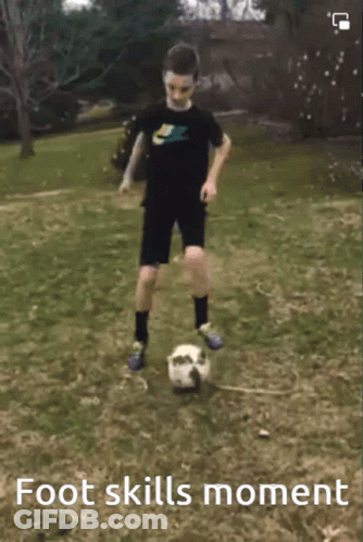 Boy Kicking Soccer Ball Foot Skills Moment GIF