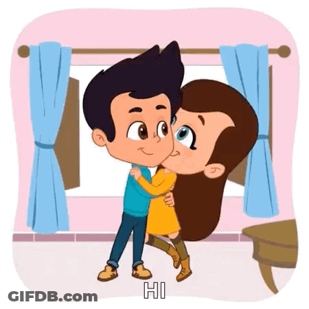 Boy Kissing Girl On Cheek GIF