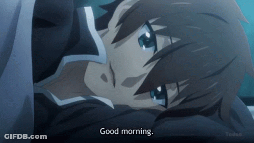 Boy Lying In Bed With Good Morning GIF
