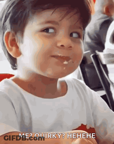 Boy Making Funny Face Saying Me Quirky GIF
