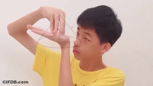 Boy Making Triangle With Hands GIF
