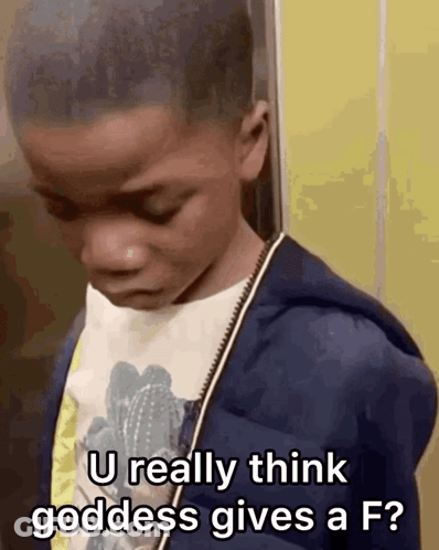 Boy Next To Yellow Wall Says U Really Think Goddess Gives A F GIF