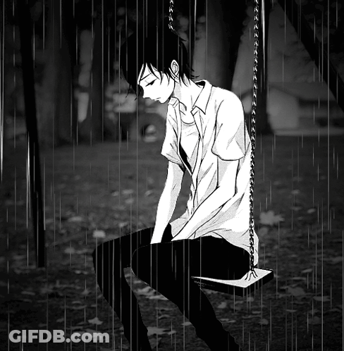 Boy On Swing In The Rain GIF