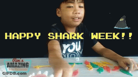 Boy Playing With Toys Happy Shark Week GIF