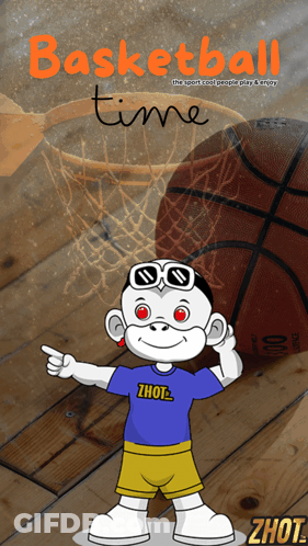 Boy Pointing At Basketball Saying Basketball Time GIF