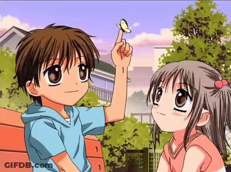 Boy Pointing At Butterfly With Girl GIF