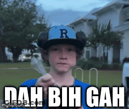 Boy R Cap Holding Feather Saying Dah Bih Gah GIF