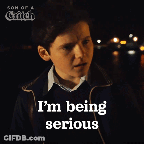 Boy Saying I'm Serious In Front Of Griffin Logo GIF